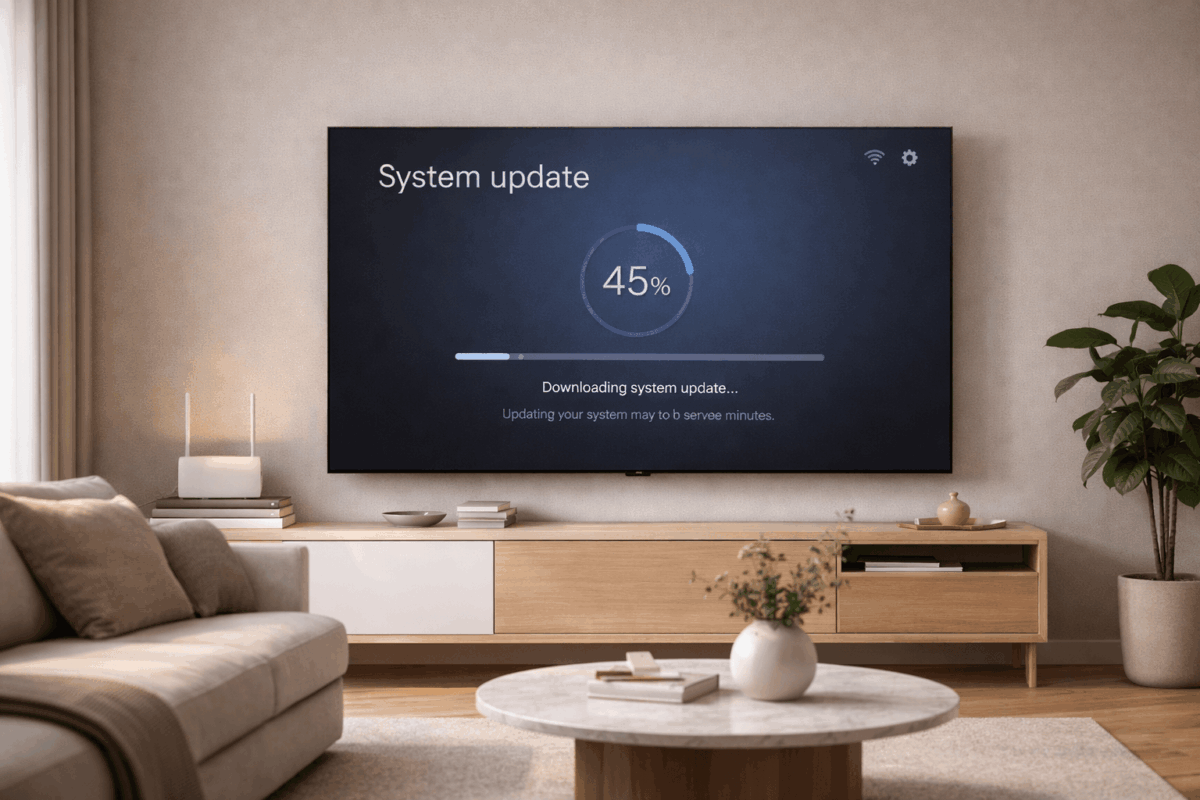 Mise à jour Google TV sur téléviseur moderne