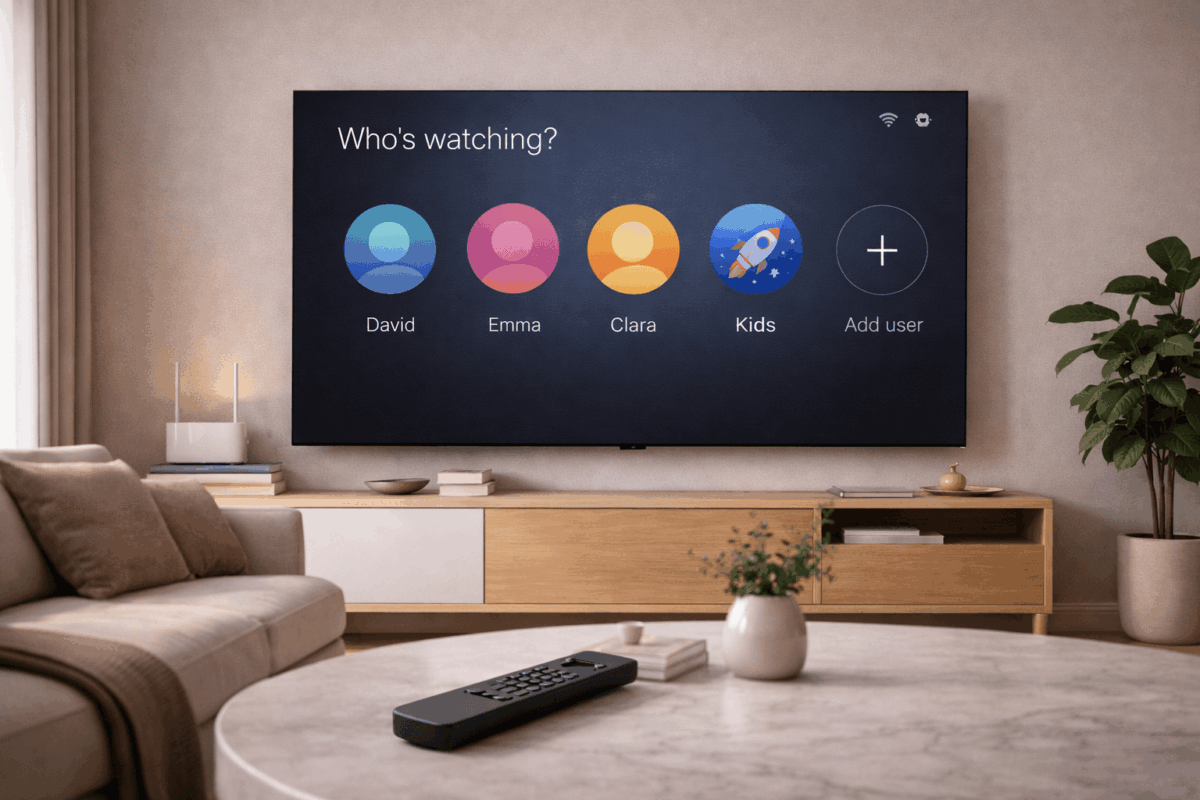Profils utilisateur Google TV sur une télévision moderne